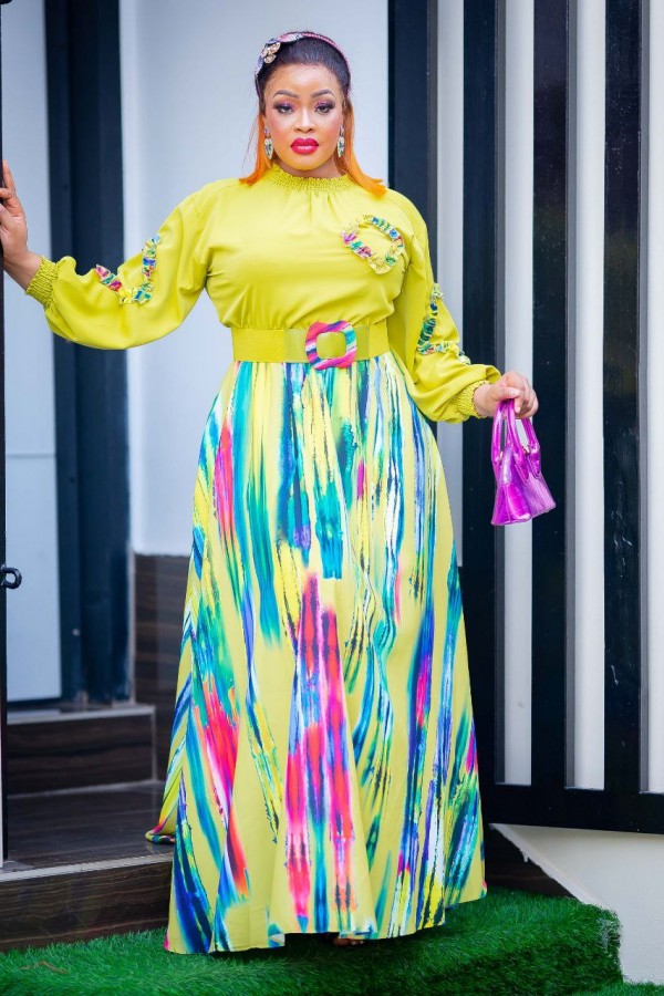Colorful Belted Long Dress SW-5454
